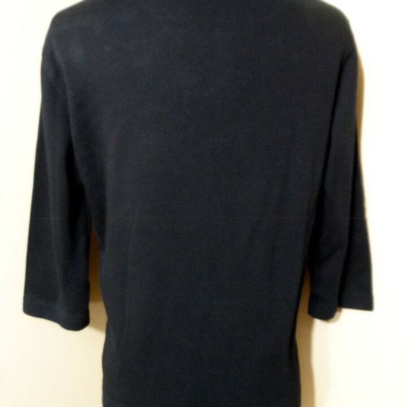 TIA TOO! Combed Cotton Tshirt Top S Black scoop neck 3/4 sleeve Loose fit blouse - Picture 3 of 4